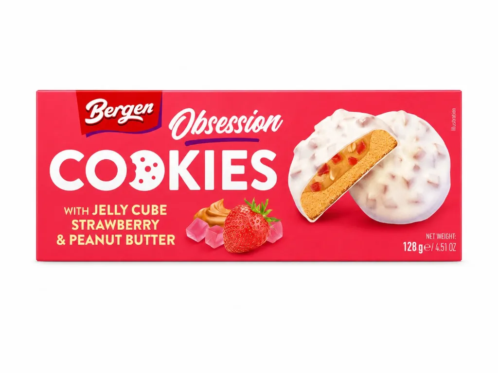 Bergen Cookies Jelly Cube Strawberry & Peanut Butter 128g