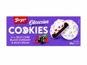 Bergen Cookies Jelly Cube Black Currant & Milk Cream 128g