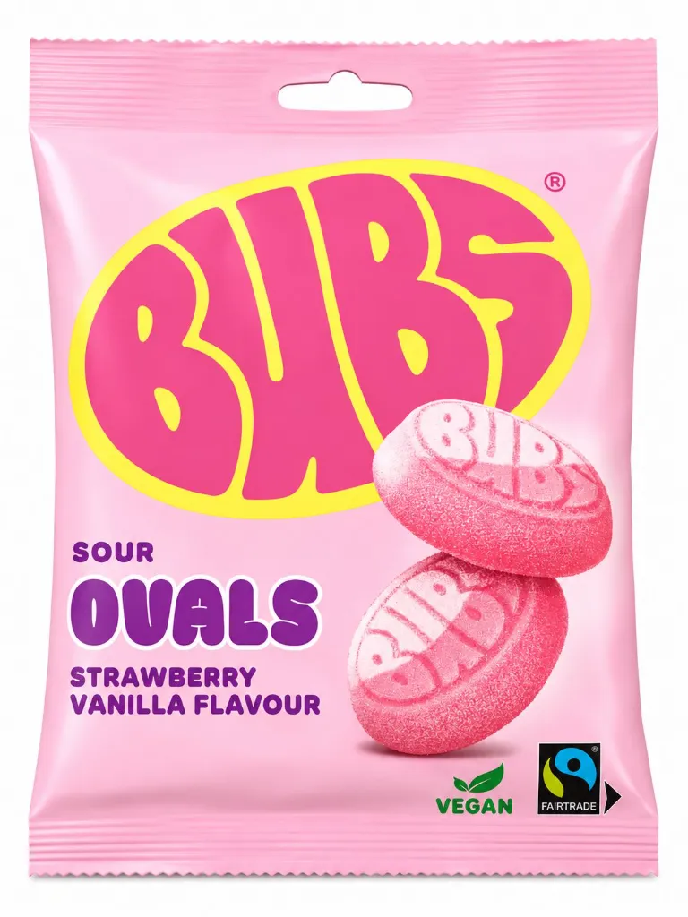Bubs Godis Goody Sour Ovals Strawberry & Vanilla 90g